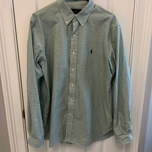 Ralph Lauren Long Sleeve Button Down Shirt-Size 16~Green Plaid